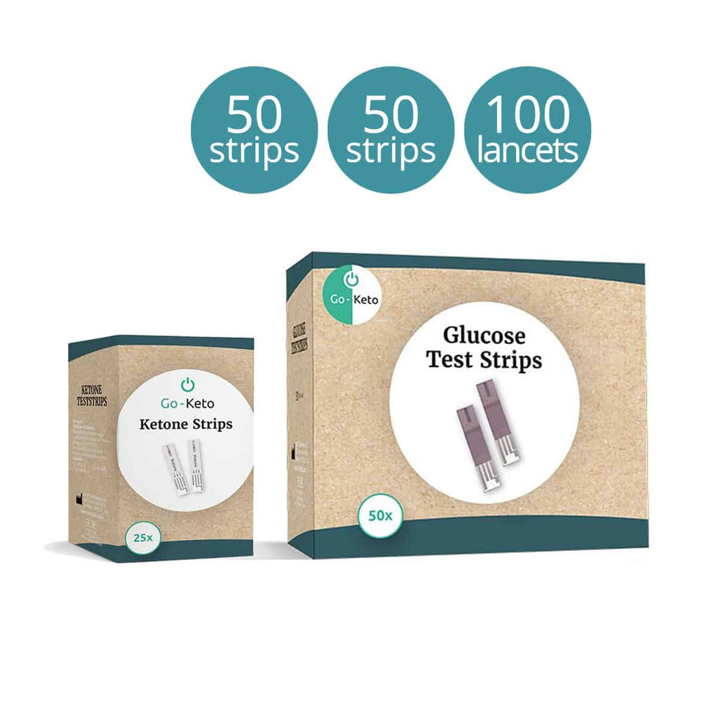 Go-Keto 50 bandelettes de test de cétone sanguine + 50 bandelettes de test de glucose + 100 lancettes