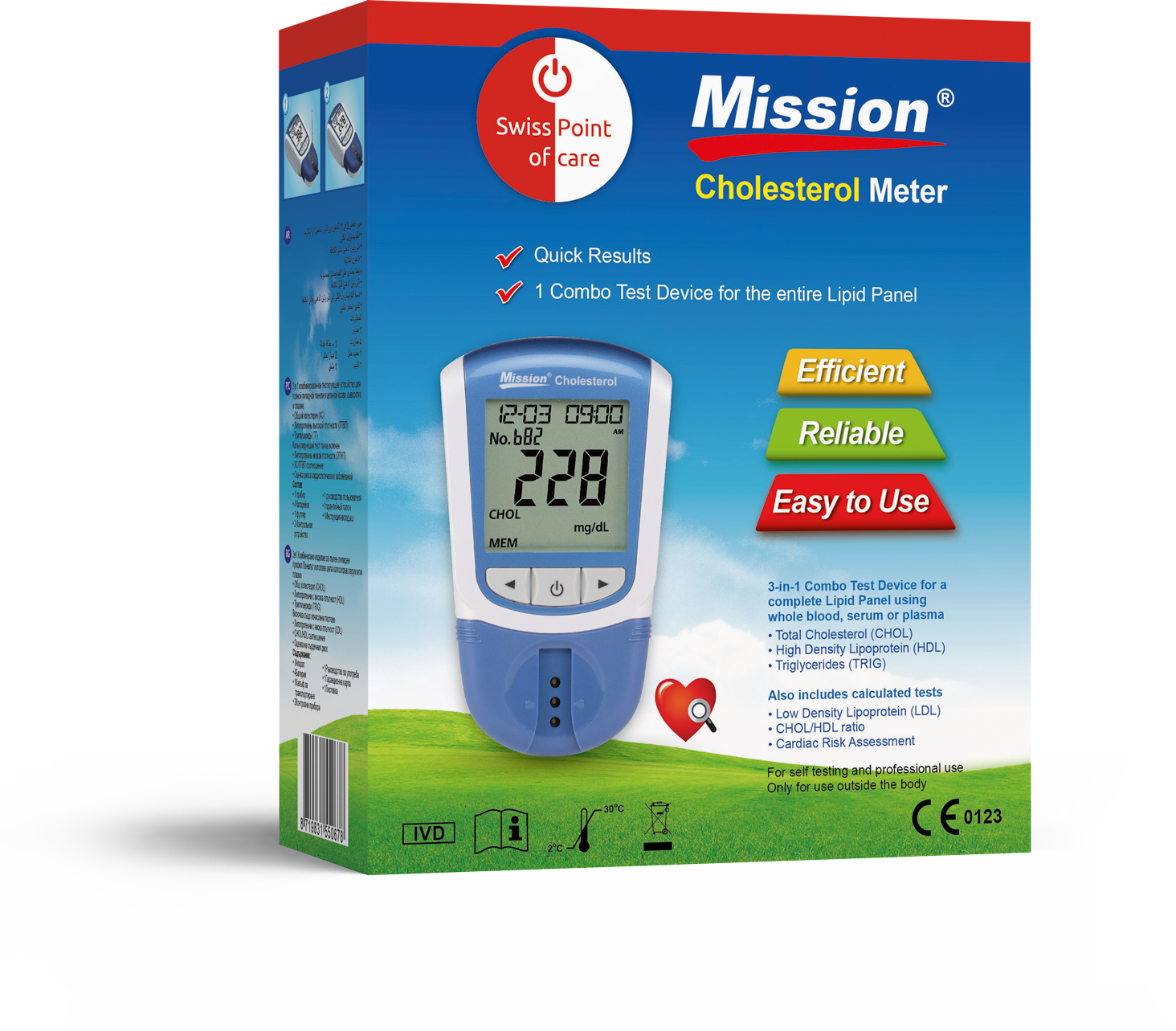 Mission 3-in-1 Cholesterol Meter Starterpack (incl 5 Tests)