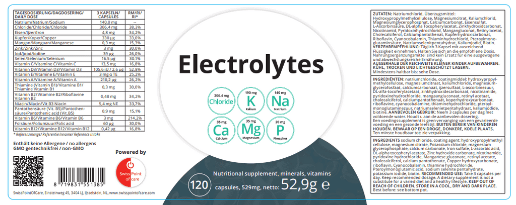 Eletrólitos Complexo de vitaminas minerais Swiss Point of Care 180pz