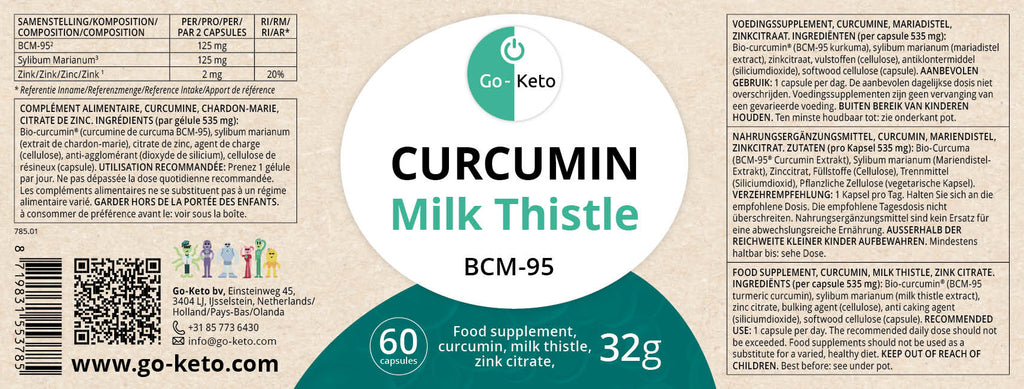 Curcumine, curcuma, BCM-95, chardon-Marie, Go-Keto x60