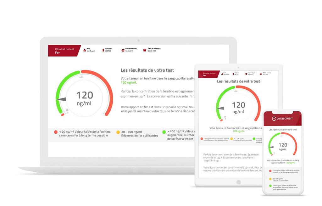 Test de carence en fer - Taux de fer dans le sang