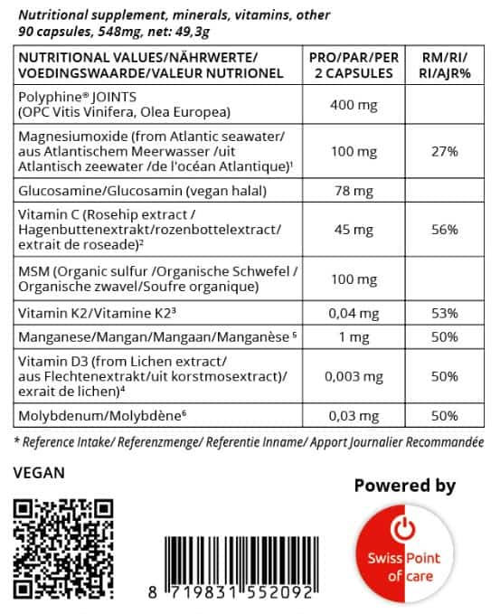 Good for Joints – Glucosamine, MSM, OPC & Vitamins D3, K2, C – 90 Capsules (45 Days)